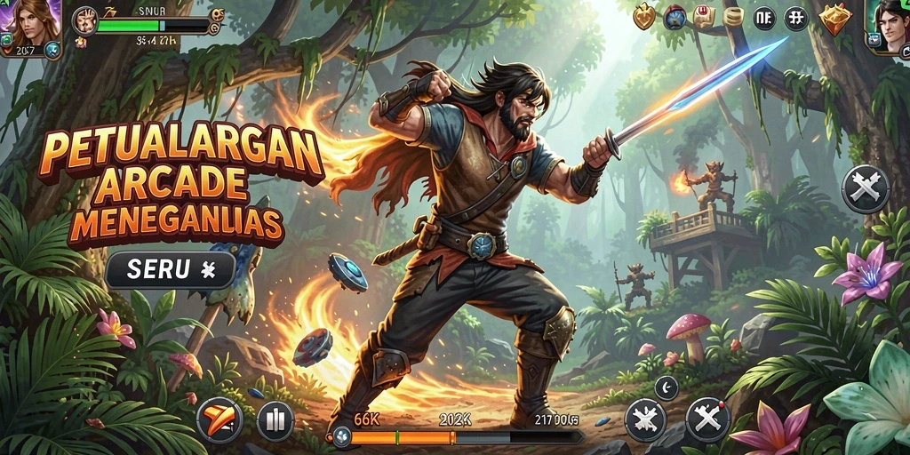 Tangkapan layar utama 66K menampilkan momen mendebarkan dalam gameplay Arcade.