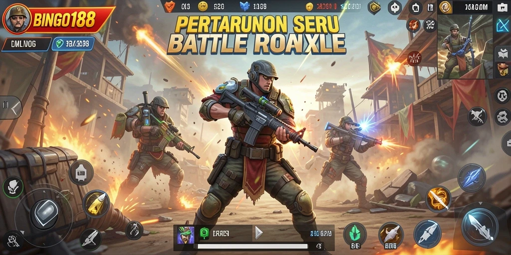 Tangkapan layar gameplay BINGO188 di arena Battle Royale.