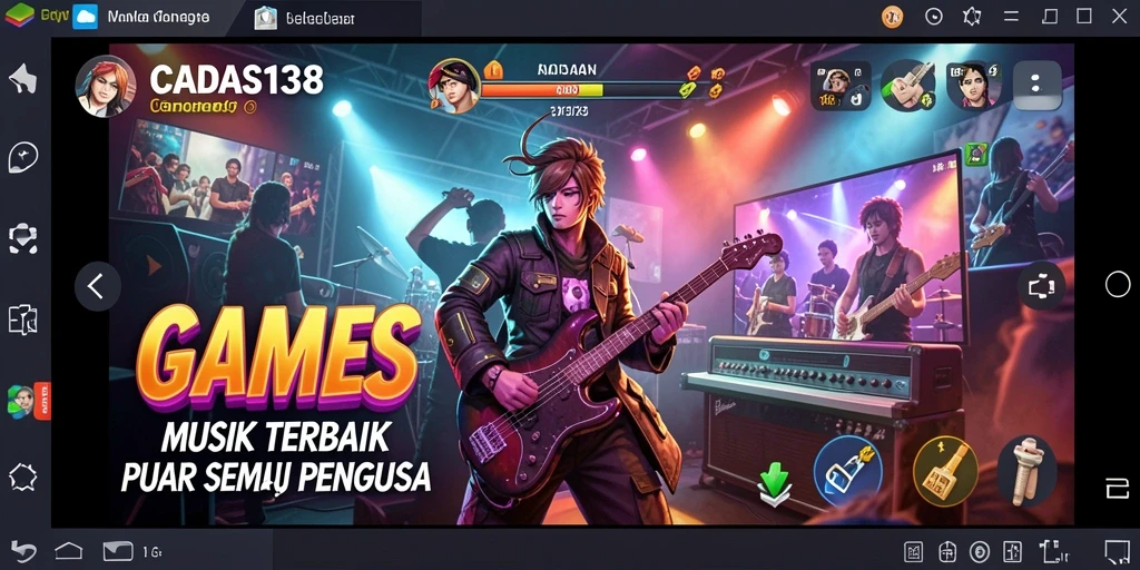 Tampilan utama CADAS138 dengan berbagai alat musik virtual dan antarmuka menarik.