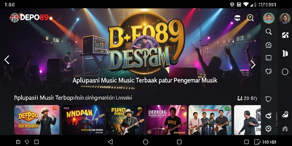 Screenshot gameplay DEPO89 menampilkan pengguna bernyanyi dan bermain alat musik.