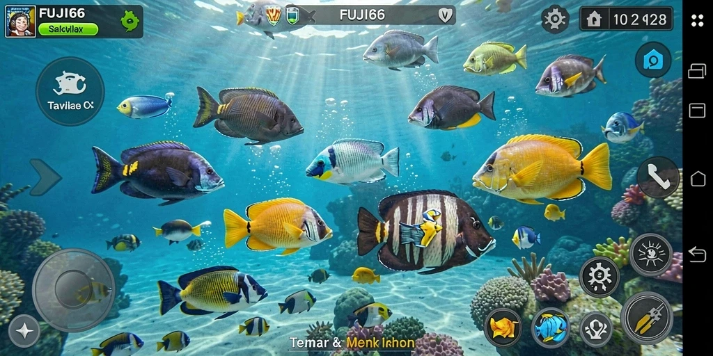 Tangkapan layar gameplay FUJI66 menampilkan aksi menembak ikan yang seru dan intens.