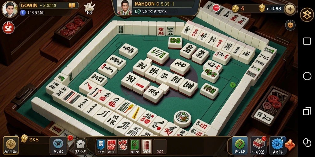 Screenshot gameplay GOWIN menampilkan suasana permainan Mahjong yang seru.