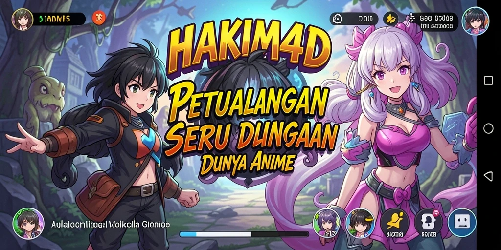 Tampilan gameplay HAKIM4D dengan aksi seru antara karakter anime.