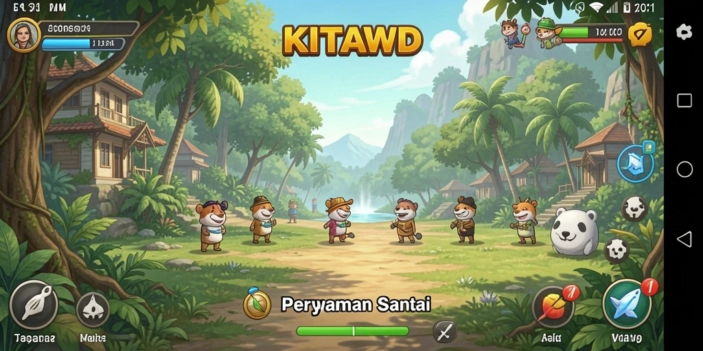 Tampilan gameplay KITAWD yang menyenangkan dan penuh warna.