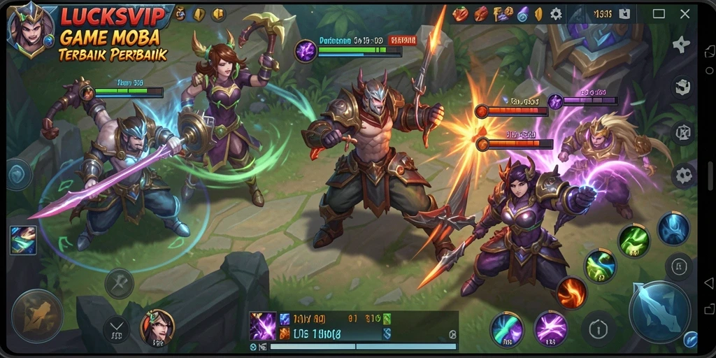 Screenshot gameplay menarik dari LUCKSVIP dengan aksi pertarungan MOBA.