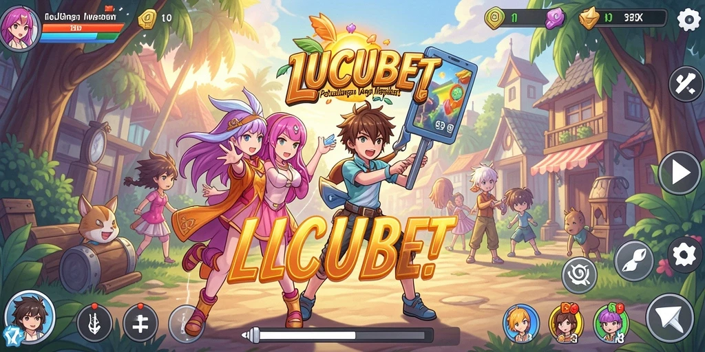 Screenshot gameplay LUCUBET menampilkan karakter anime yang dinamis.
