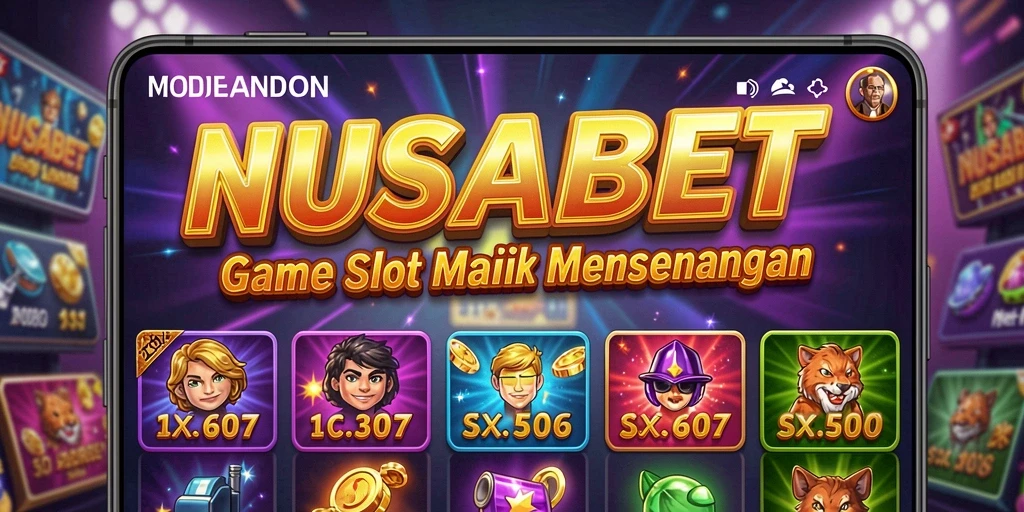 Screenshot NUSABET menampilkan gameplay slot yang seru dan penuh warna.