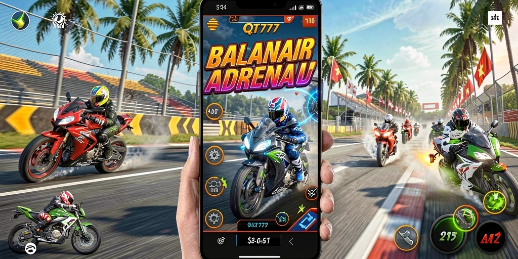 Tampilan gameplay menarik dari balapan motor yang mendebarkan.