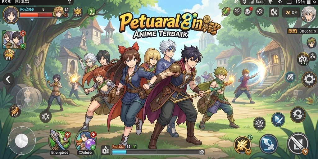 Tampilan gameplay yang menarik dalam RK55 dengan karakter anime yang dinamis.