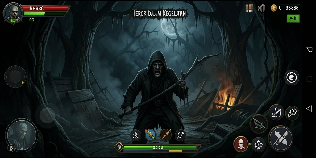 Tampilan gameplay yang mencekam dalam suasana Horror.