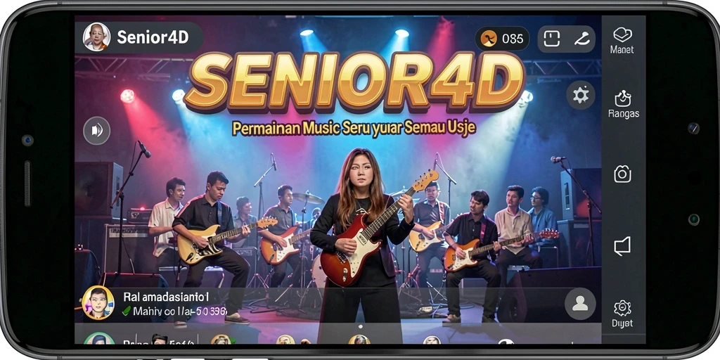 Screenshot gameplay SENIOR4D menunjukkan keseruan permainan musik.