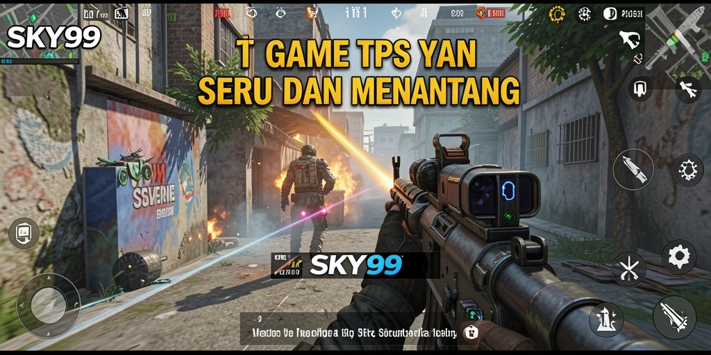 Tangkapan layar gameplay seru dari SKY99 yang menampilkan aksi TPS.