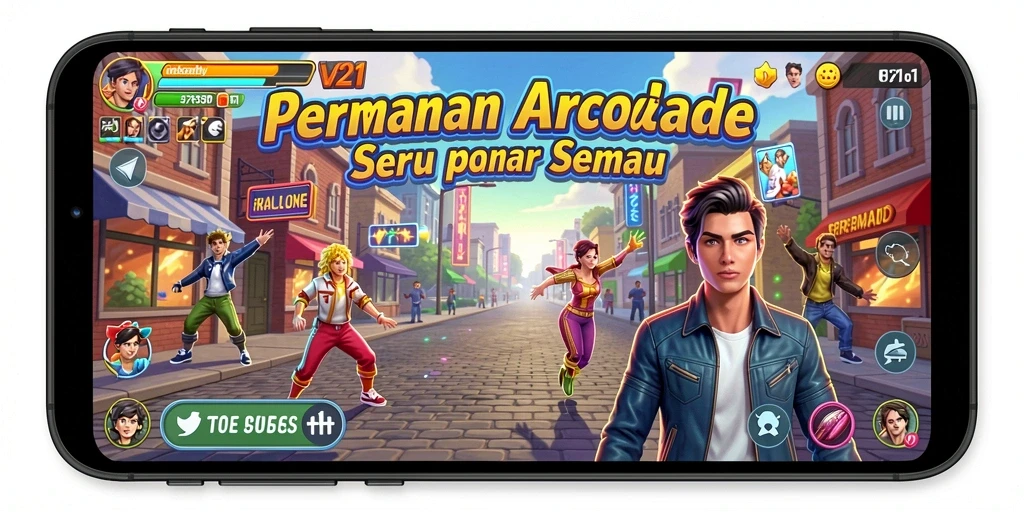 Tampilan gameplay V21 yang penuh warna dan menegangkan.