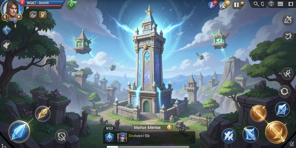 Screenshot gameplay Tower Defense WG87 menunjukkan menara yang strategis dan musuh yang menyerang.
